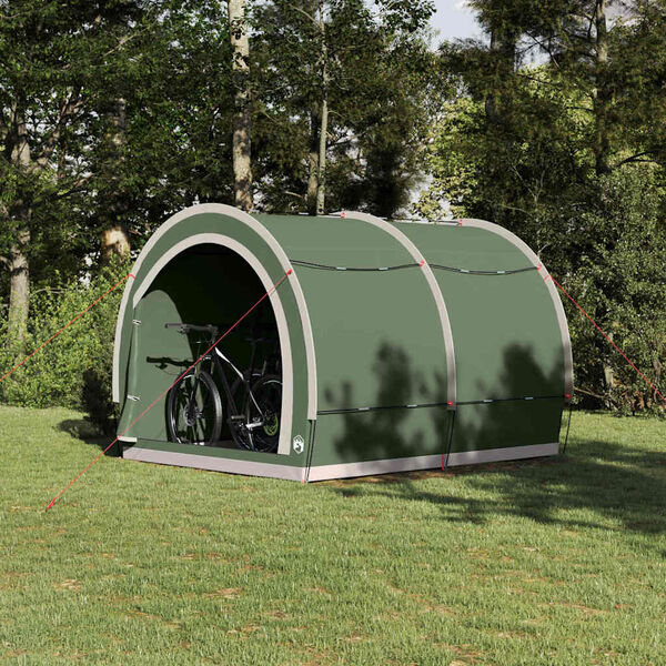 vidaXL Tenda porta biciclette con tetto Verde 256 x 222 x 182 cm