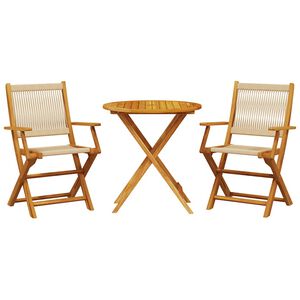 vidaXL Set da Bistrot 3pz Beige in Polipropilene e Legno Massello