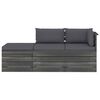 vidaXL Set Divani da Giardino su Pallet 3 pz con Cuscini Massello Pino