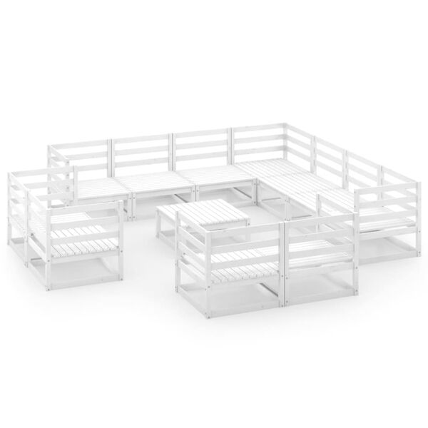 vidaXL Set Divani da Giardino 12 pz Bianco in Legno Massello di Pino