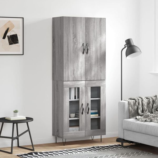 vidaXL Credenza Grigio Sonoma 69,5x34x180 cm in Legno Multistrato