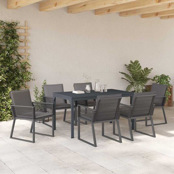 vidaXL Set da Pranzo per Giardino 7 pcs Antracite polyrattan