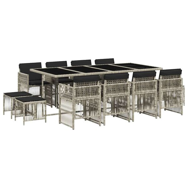 vidaXL Set da Pranzo da Giardino 13pz con Cuscini Grigio in Polyrattan