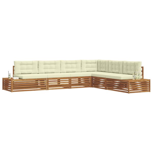 vidaXL Set di divani da esterno con cuscino 6 Pezzo Naturale e Crema