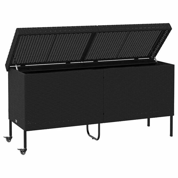vidaXL Contenitore da Giardino con Ruote Nero 160x55x75 cm Polyrattan