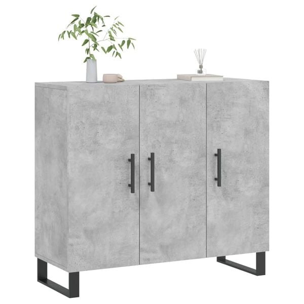 vidaXL Credenza Grigio Cemento 90x34x80 cm in Legno Multistrato