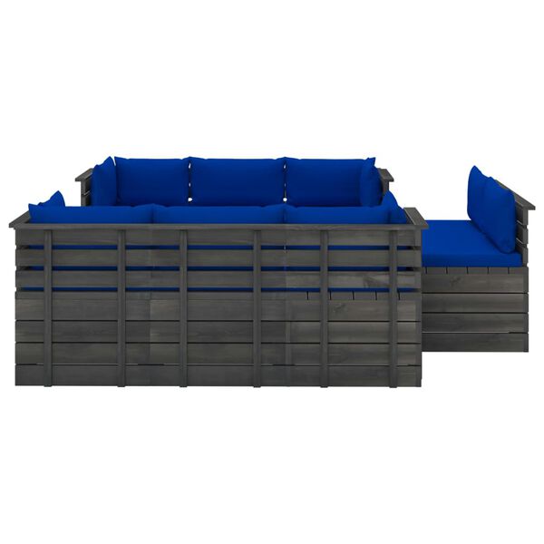 vidaXL Set Divani da Giardino su Pallet 9 pz con Cuscini Massello Pino