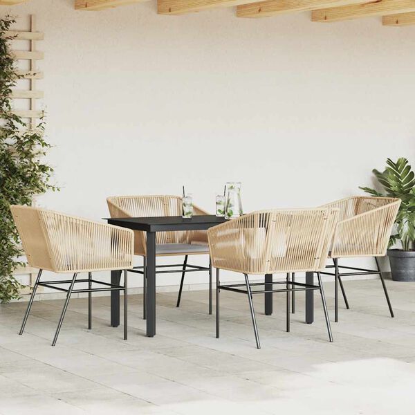 vidaXL Set da Pranzo da Giardino 5pz con Cuscini Polyrattan Vetro
