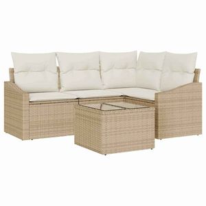 vidaXL Set di divani con cuscino 5 pcs Beige polyrattan