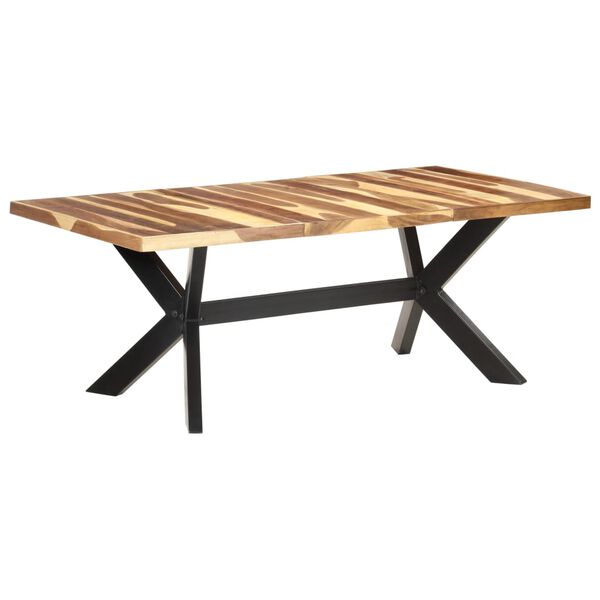 vidaXL Tavolo da Pranzo 200x100x75cm Legno Massello con Finitura Ambra