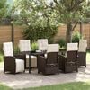 vidaXL Set da Pranzo per Giardino con cuscino 7 pcs Marrone polyrattan