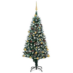 vidaXL Albero di Natale Artificiale con LED e Set di Palline e Pigne 240 cm