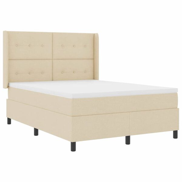 vidaXL Letto a Sorgente LED con materasso Crema 160 x 200 cm Tessuto