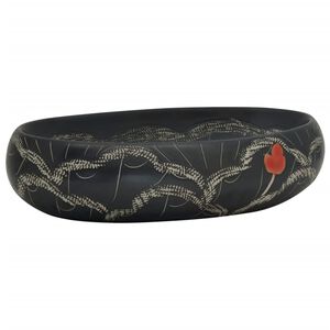 vidaXL Lavabo da Appoggio Nero Ovale 59x40x15 cm Ceramica