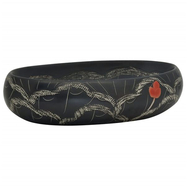 vidaXL Lavabo da Appoggio Nero Ovale 59x40x15 cm Ceramica