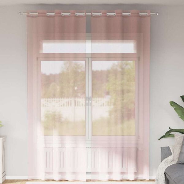 vidaXL Tende in Voile con Occhielli 2 pz Rosa Chiaro 140x260 cm