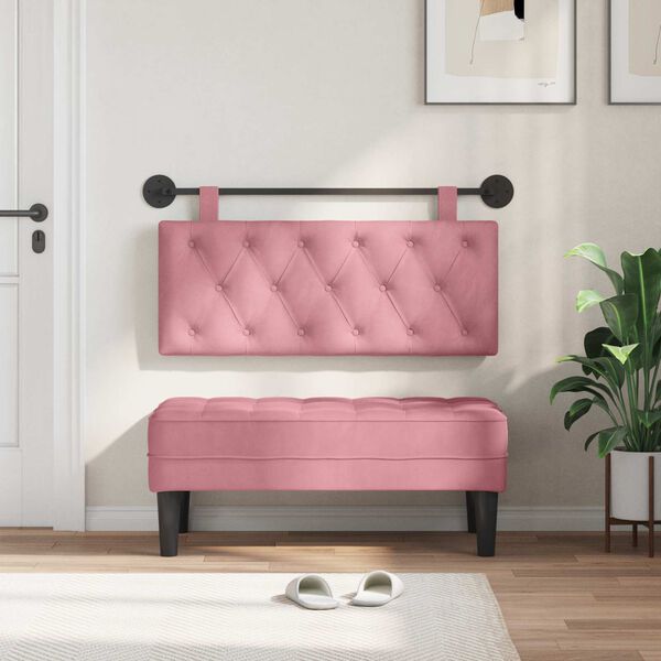 vidaXL Testata appesa Montaggio a parete Rosa 110 x 55 x 7 cm Velluto