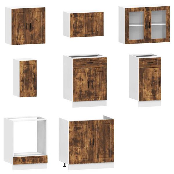 vidaXL Set Mobili da Cucina 8 pz Porto Rovere Fumo Legno Multistrato