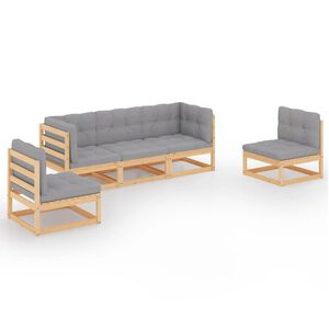 vidaXL Set Divani da Giardino 5 pz con Cuscini Legno Massello di Pino