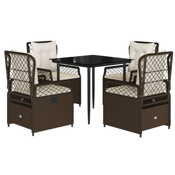 vidaXL Set da Pranzo da Giardino 5pz con Cuscini in Polyrattan Marrone