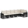 vidaXL Set Divano da Giardino 6 pz Nero e Bianco Crema polyrattan