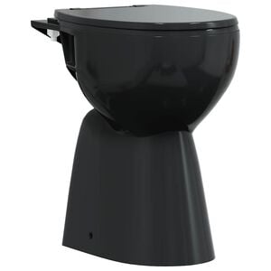 vidaXL WC Senza Brida 7 cm Altezza Extra Chiusura Rallentata Ceramica Nera