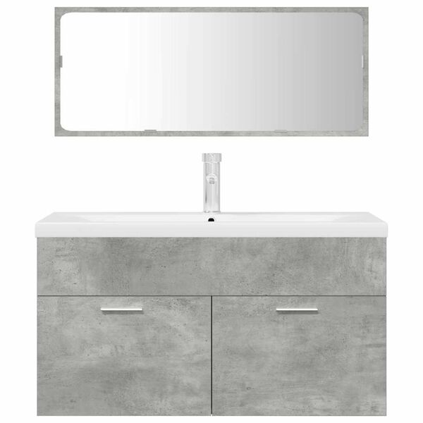 vidaXL Set Mobili da Bagno 3 pz Grigio Cemento in Legno Multistrato