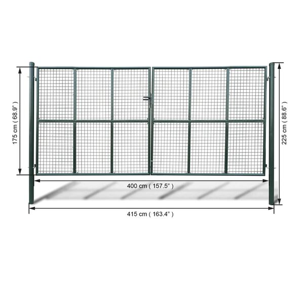 vidaXL Cancello da Giardino in Rete 400x175 cm
