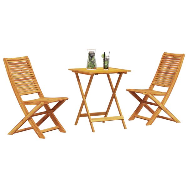 vidaXL Set Bistro Pieghevole 3 pcs Marrone legno massello di acacia