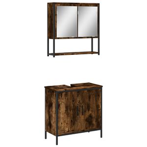 vidaXL Set Mobili da Bagno 2 pz Rovere Fumo in Legno Multistrato