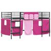 vidaXL Struttura del Letto Loft per Bambini con Tendine Nero e rosa