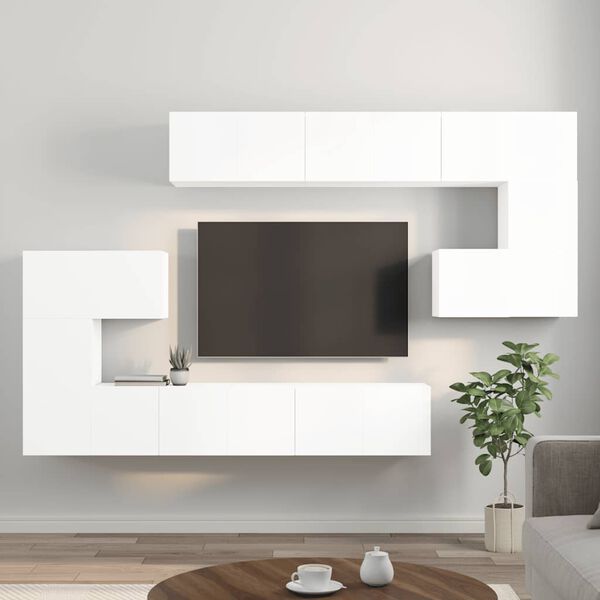 vidaXL Set Mobili Porta TV 10 pz Bianco in Legno Multistrato