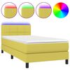 vidaXL Letto a Molle con Materasso e LED Verde 90x190 cm in Tessuto