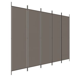 vidaXL Divisorio a 5 Pannelli Antracite 250x220 cm Tessuto