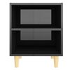 vidaXL Comodino con Gambe in Legno Massello Nero Lucido 40x30x50 cm