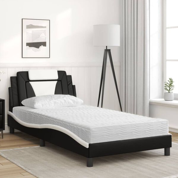 vidaXL Letto Viana con Materasso Nero e Bianco 100x200 cm in Similpelle
