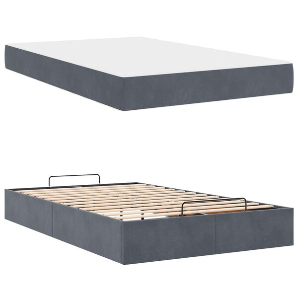 vidaXL Struttura letto con materasso 2 pcs Grigio Sfumato Velluto