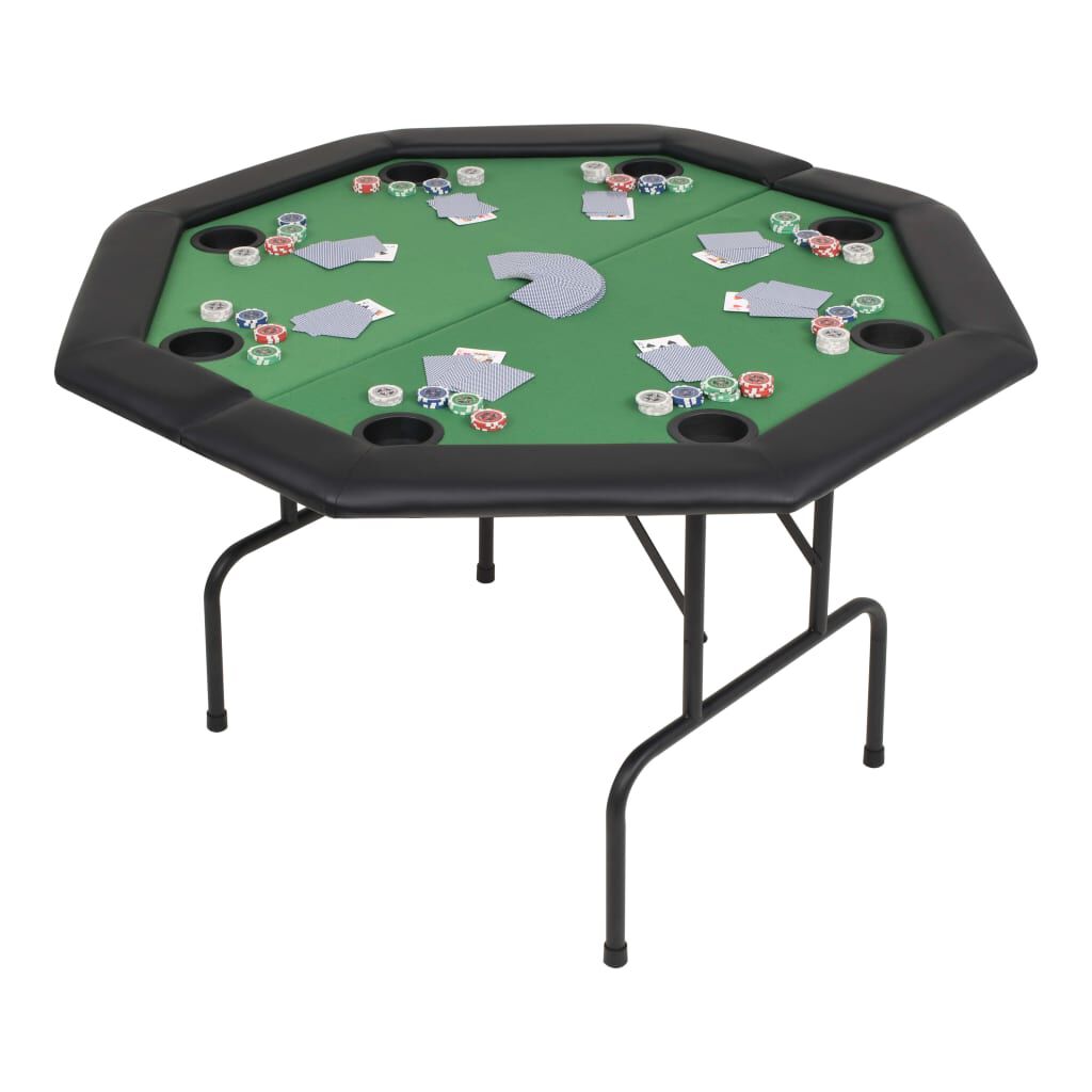vidaXL Tavolo da Poker Pieghevole 8 Giocatori Ottagonale Verde Piano da Gioco 