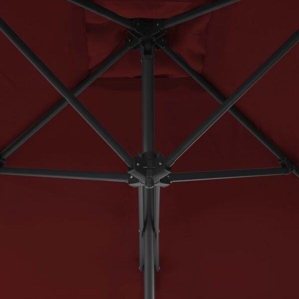 vidaXL Ombrellone con Palo in Acciaio Rosso Bord&ograve; 250x250x230 cm