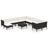 vidaXL Set Divani da Giardino 12 pz con Cuscini in Polyrattan Nero