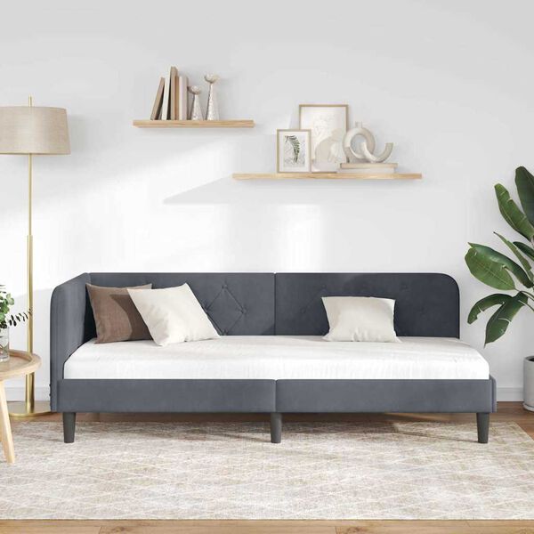 vidaXL Cornice del letto ad angolo Grigio scuro 80 x 200 cm Velluto