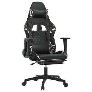 vidaXL Sedia Gaming Massaggio Poggiapiedi Nero e Mimetico Similpelle