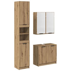 vidaXL Set di Armadi da Bagno 3 pz Rovere artigianale