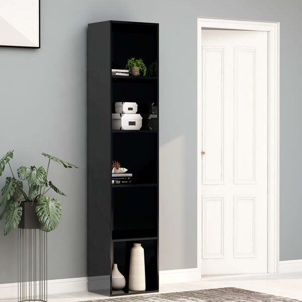 vidaXL Libreria Nero Lucido 40x30x189 cm in Legno Multistrato