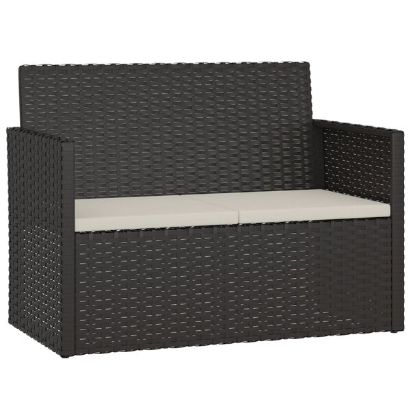 vidaXL Set Salotto da Esterno 4 pz con Cuscini in Polyrattan Nero