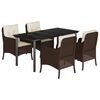 vidaXL Set da Pranzo da Giardino 5pz con Cuscini in Polyrattan Marrone