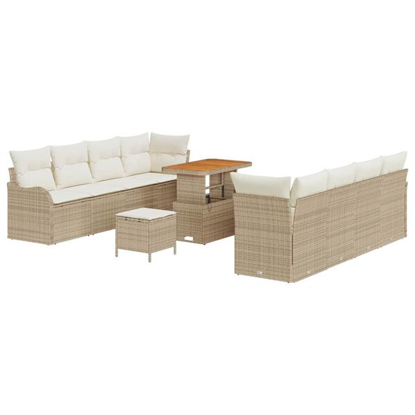 vidaXL Set Divano da Giardino 11 pcs Beige polyrattan