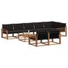 vidaXL Set di divani da esterno con cuscino 9 pcs Naturale e Nero