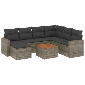 vidaXL Set Divano da Giardino 8 pz con Cuscini Grigio in Polyrattan