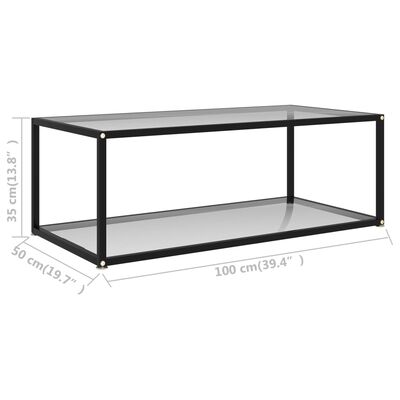 322897 vidaXL Coffee Table Transparent 100x50x35 cm Tempered Glass